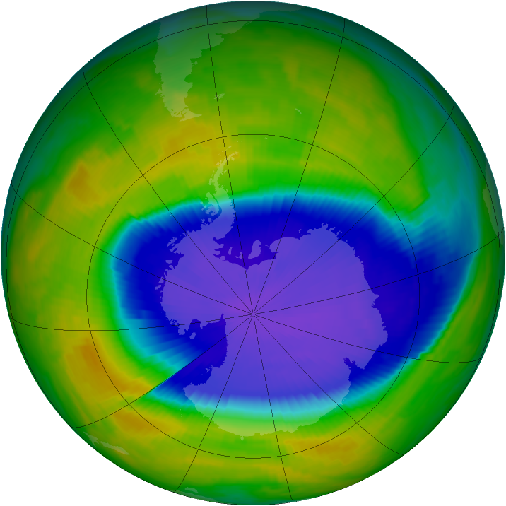 Antarctic ozone map for 22 October 1996